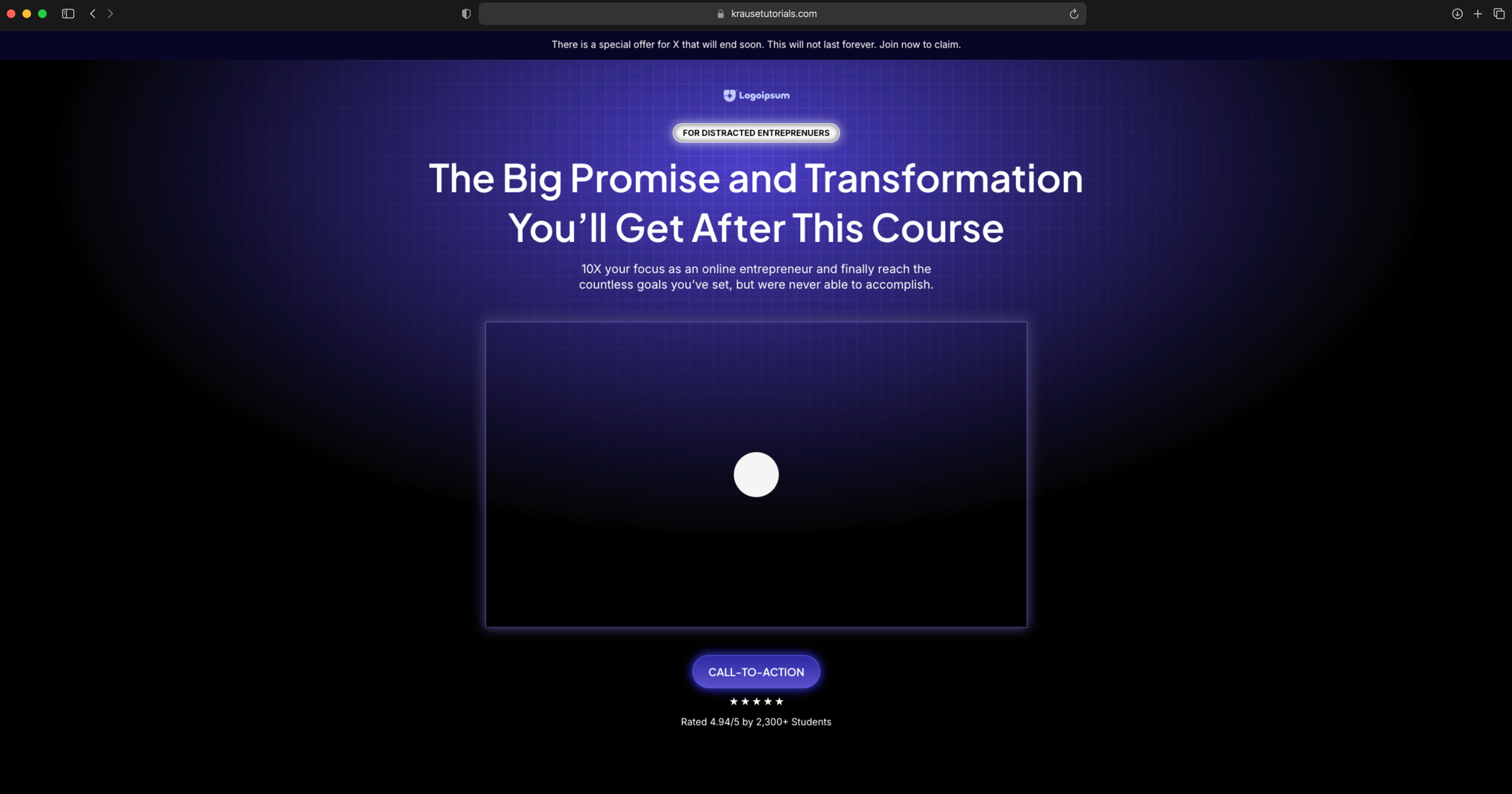 Landing page template preview